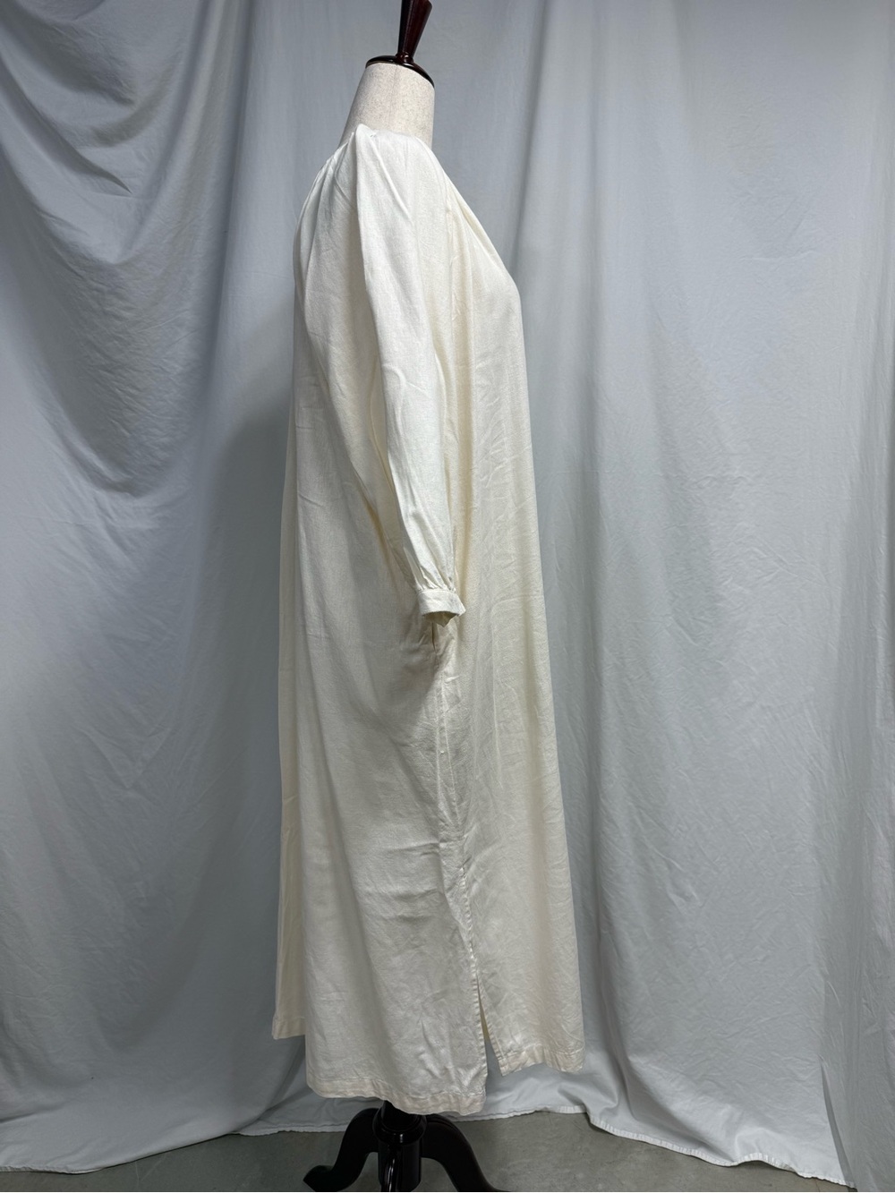 Old Navy Cream Maxi Dress Linen Blend 3/4 Sleeve - Picture 3 of 9